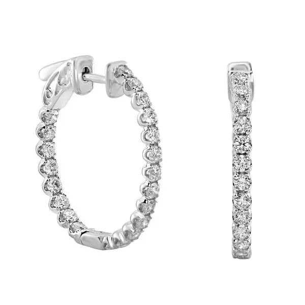 18k 1.25 CTW Inside Out Diamond Hoop Earrings