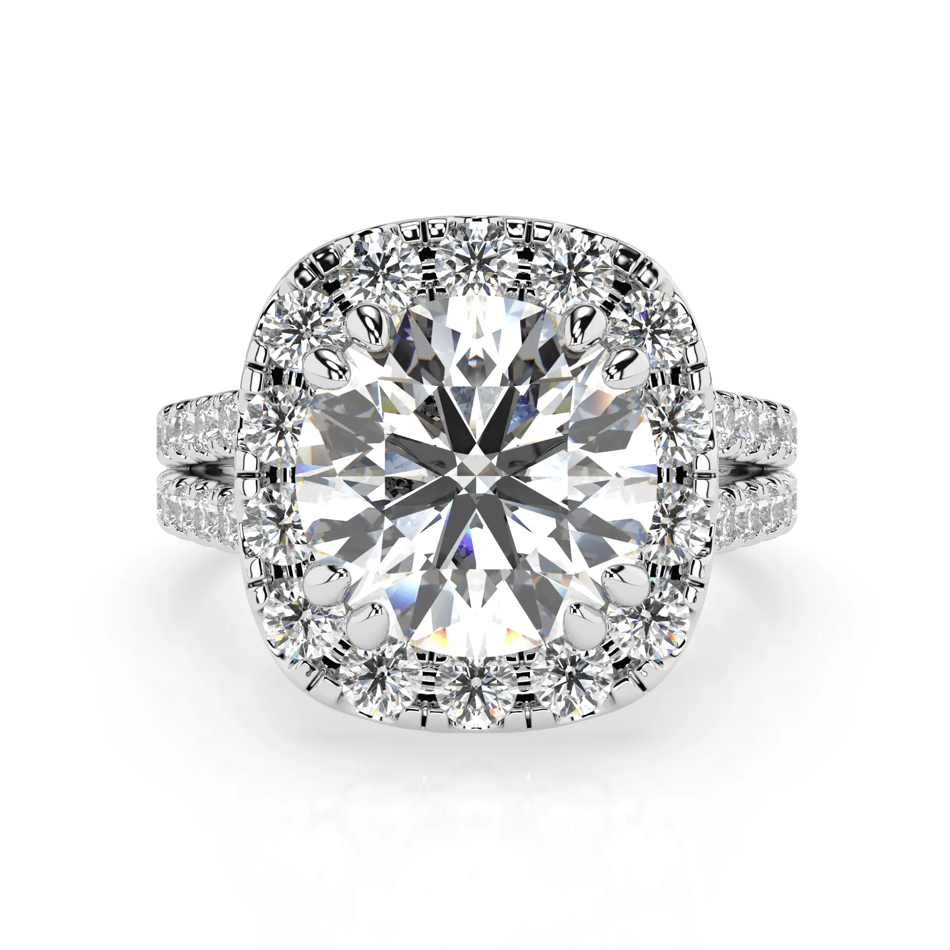 4.20 CTW Lab Split Shank Halo Engagement Ring Focus View