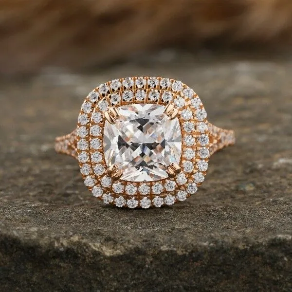 3 CTW Custom Lab Double Halo Engagement Ring