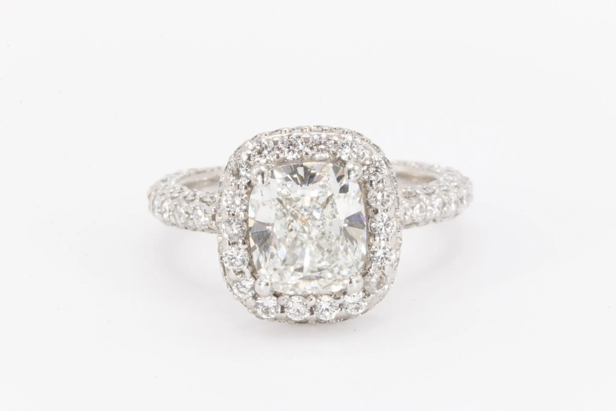 cushion cut halo engagement ring