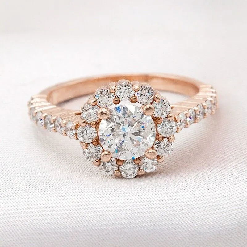 Rose Gold GIA Halo Engagement Ring