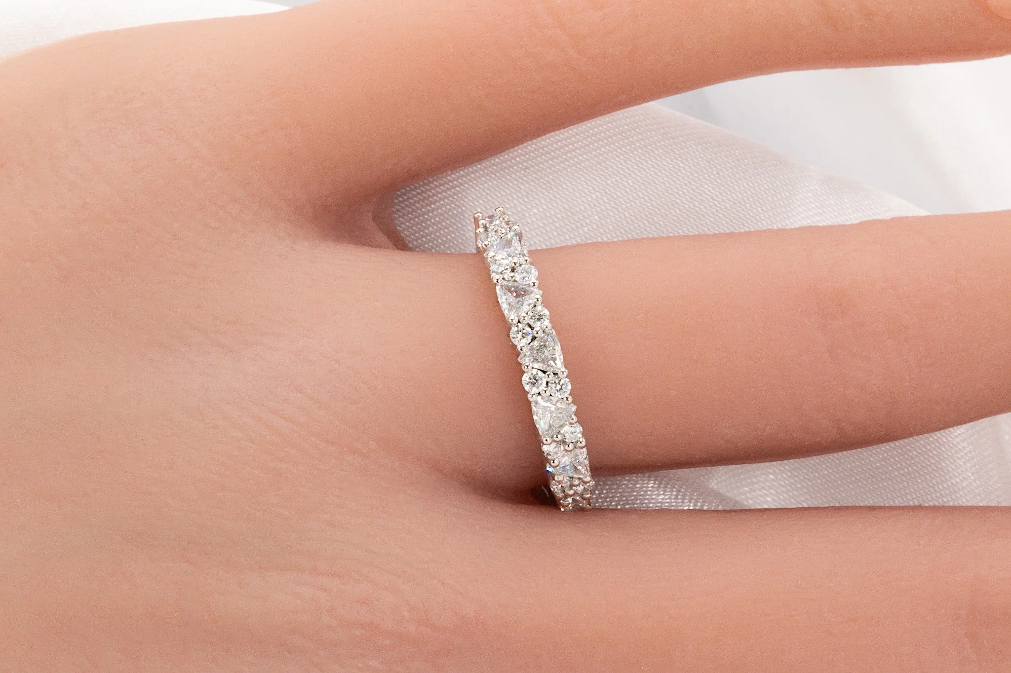 multi shape diamond wedding band