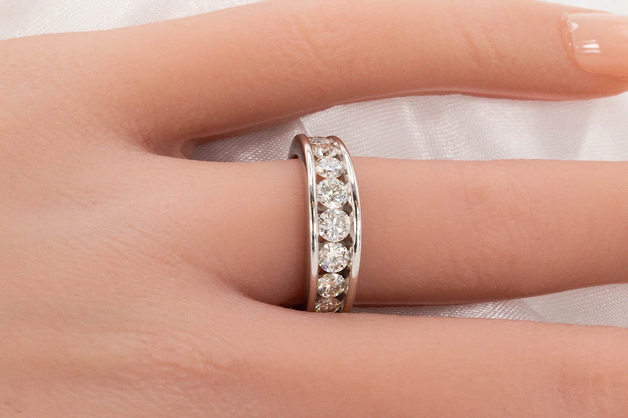 channel set diamond wedding band
