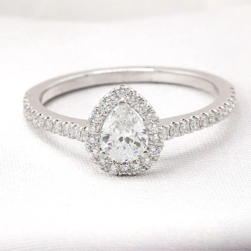 GIA Pear Halo Engagement Ring