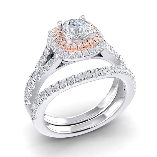 1.15 CTW 2 Tone Engagement Ring and Band