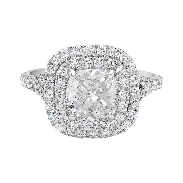 1.95 CTW Cushion Cut Double Halo Engagement Ring