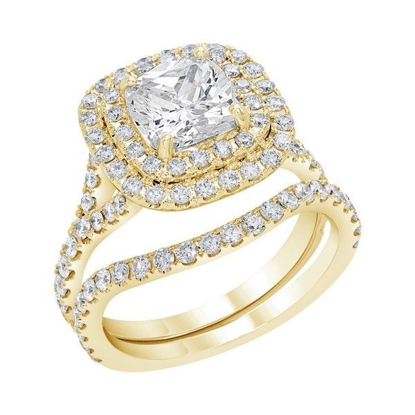 1.95 CTW Yellow Gold Double Halo Engagement Ring