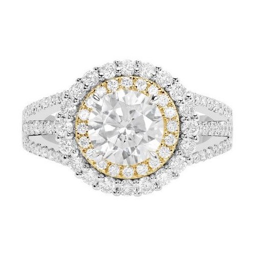 2.15 CTW Double Halo Round Diamond Engagement Ring
