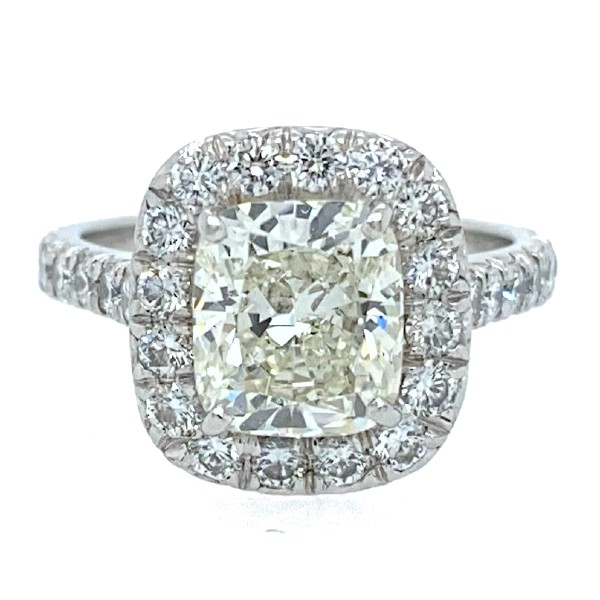 3.51 CTW Platinum Cushion Cut Engagement Ring