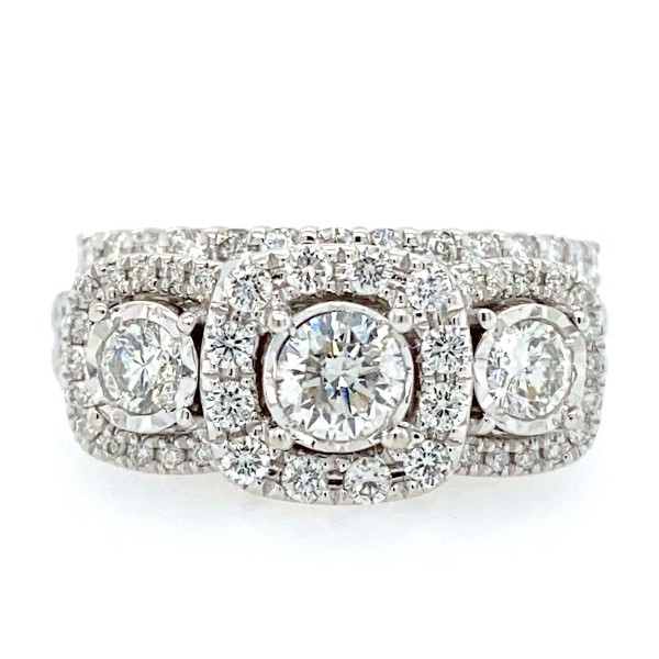 1.50 CTW Halo Engagement Ring and Wedding Band