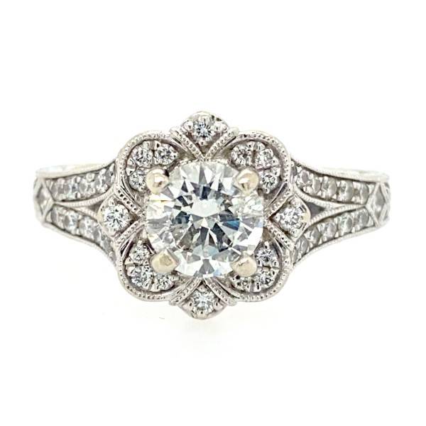 1.31 CTW Floral Vintage Designer Engagement Ring
