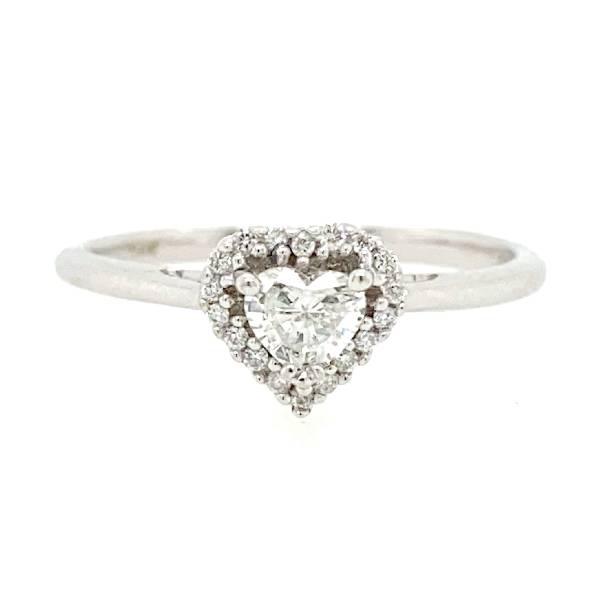14k Heart Diamond Halo Engagement Ring