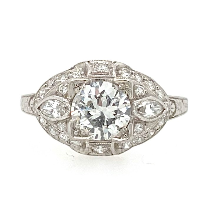 1.20 CTW Platinum Antique Engagement Ring