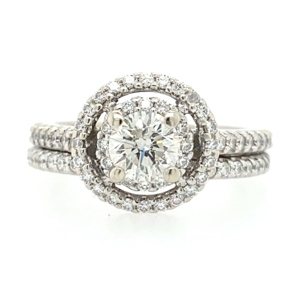 1.10 CTW Halo Engagement Ring and Band