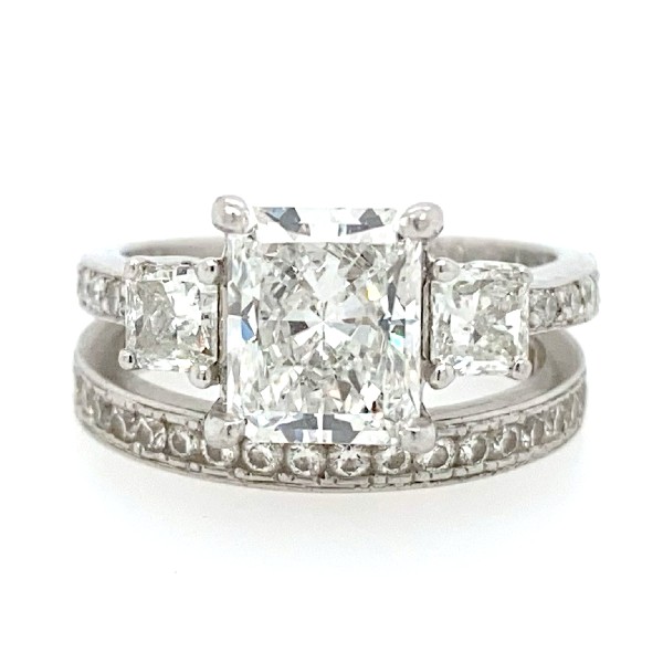 1.70 CTW Platinum Engagement Ring and Band