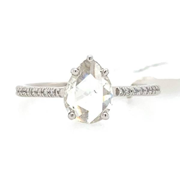 Antique Rose Cut Pear Diamond Engagement Ring