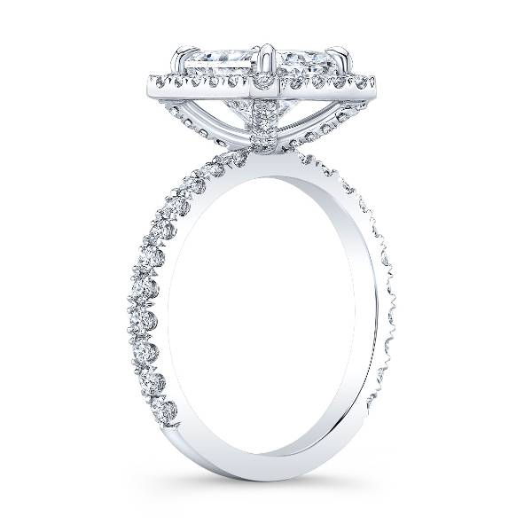 2.15 CTW Radiant Halo Engagement Ring Side View
