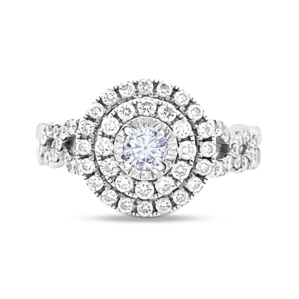 1 CTW Double Halo Engagement Ring