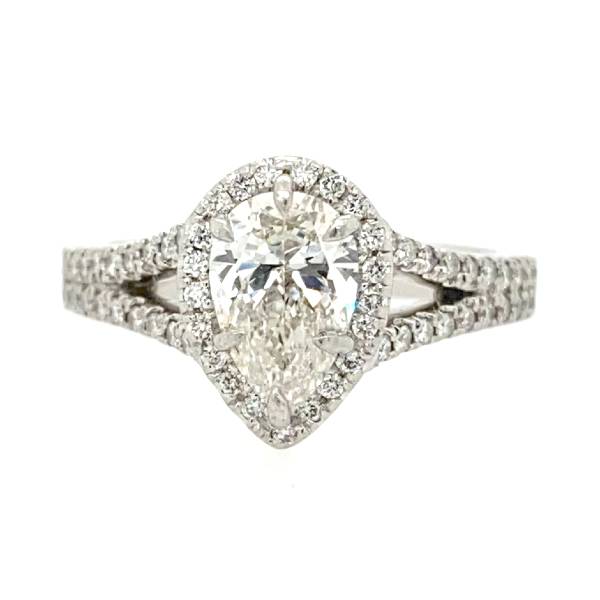 1.41 CTW GIA Pear Halo Engagement Ring