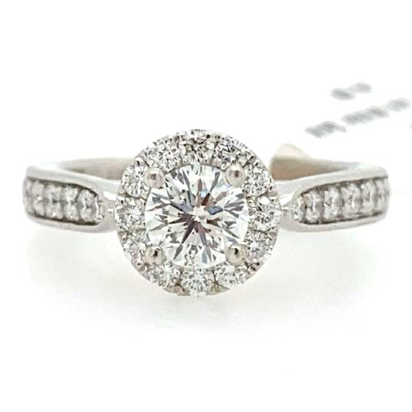1 CTW Round Diamond Halo Engagement Ring
