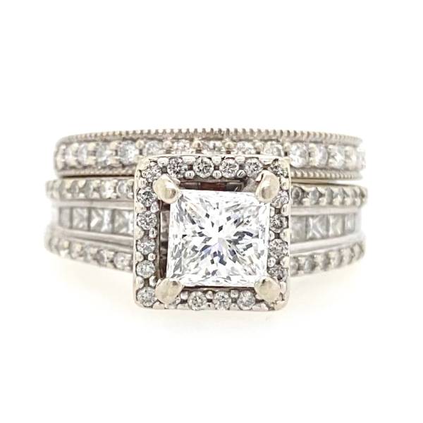 1.50 CTW GIA Princess Engagement Ring and Band