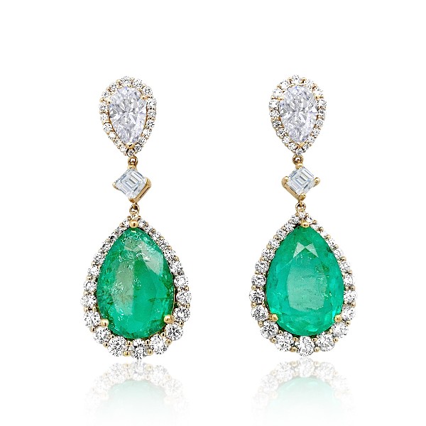 17.62 CTW Columbian Emerald and Diamond Earrings 2