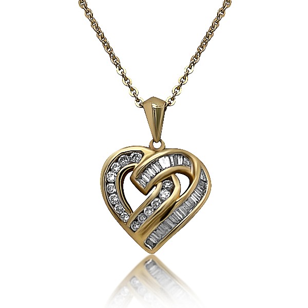 14k Diamond Heart Pendant and Necklace