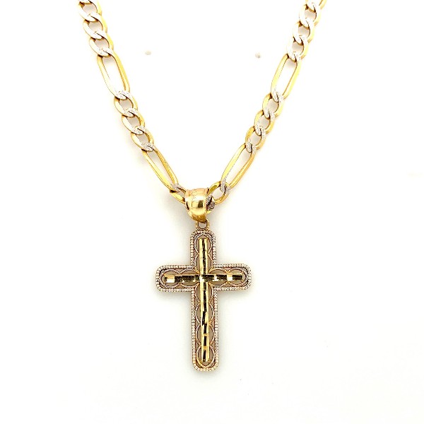 Mens 14K 24 Inch Chain and Cross Pendant