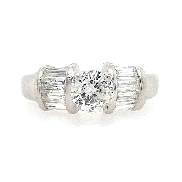 1 CTW Diamond and Baguette Engagement Ring