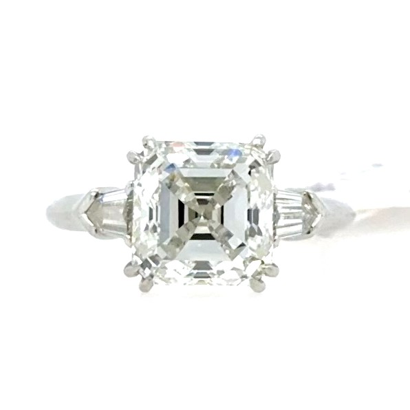 3.20 Platinum GIA Asscher Cut Engagement Ring