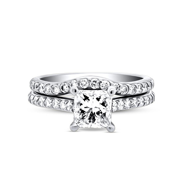 1.35 CTW GIA Princess Engagement Ring and Band