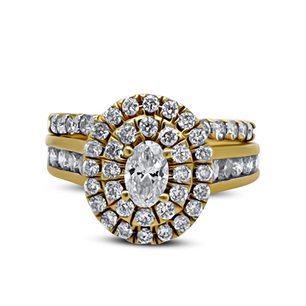 1.25 CTW Oval Halo Engagement Ring and Band