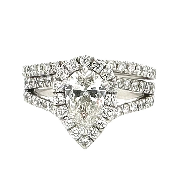 1.50 CTW GIA Pear Engagement Ring and Band