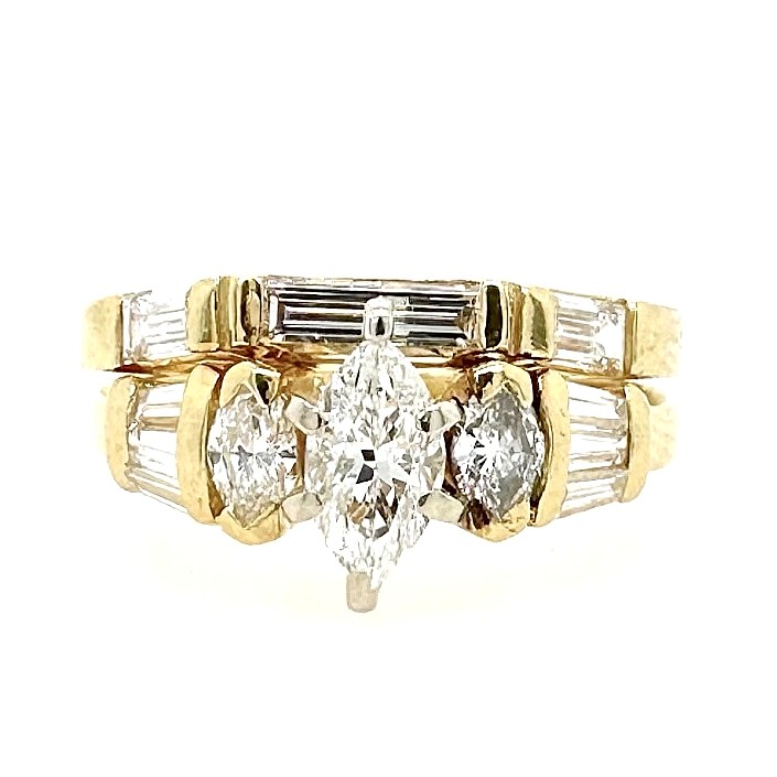 18k 1 CTW Marquise Diamond Ring and Band