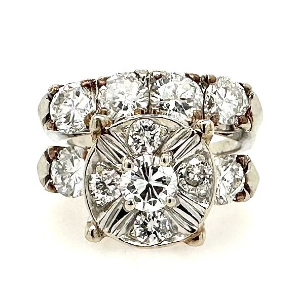 3.20 CTW Vintage Engagement Ring and Band