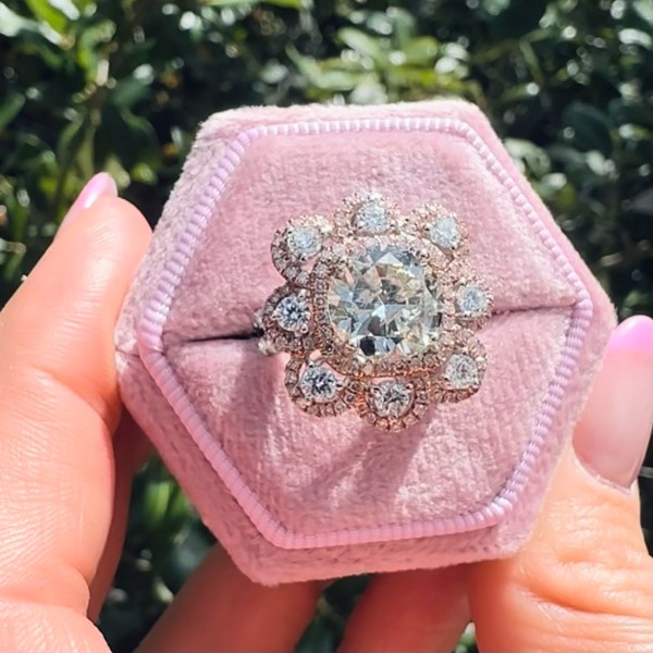 4.17 CTW Antique Diamond Flower Ring