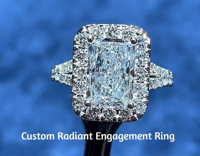 custom radiant engagement ring