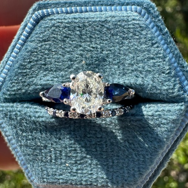 1.25 CTW Oval and Sapphire Ring and Band