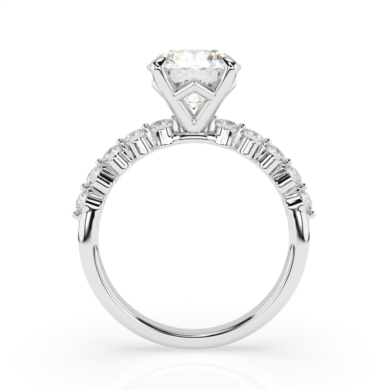 3.5 CTW Lab Floating Diamond Engagement Ring - White Gold Metal Front View