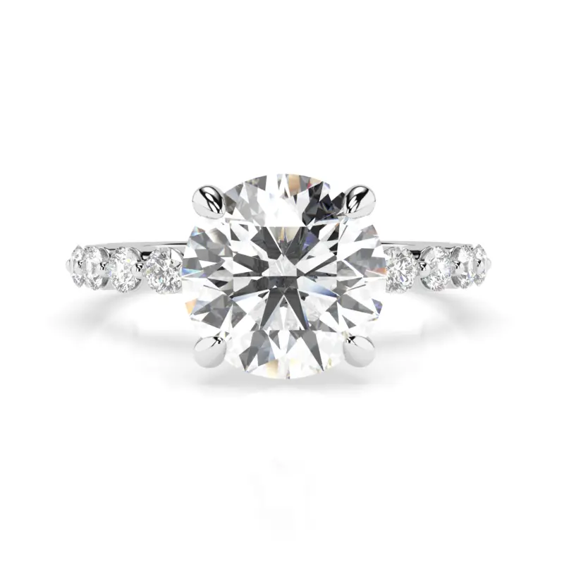 3.5 CTW Lab Floating Diamond Engagement Ring - White Gold Metal Lay Down View