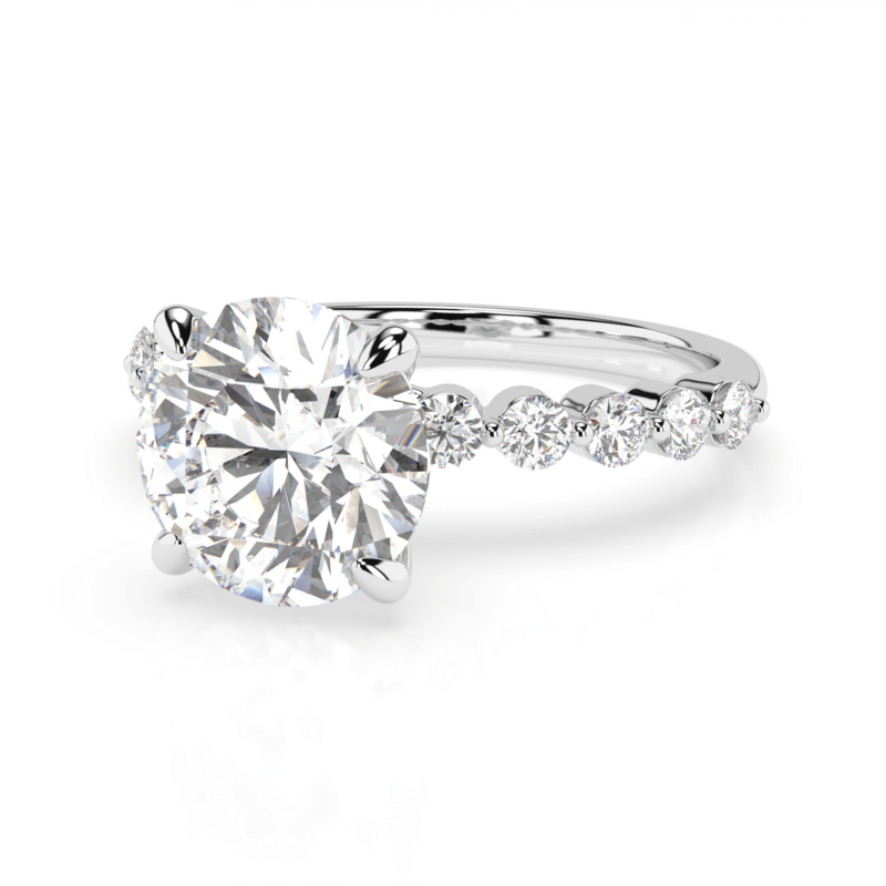 3.5 CTW Lab Floating Diamond Engagement Ring - White Gold Metal Left View