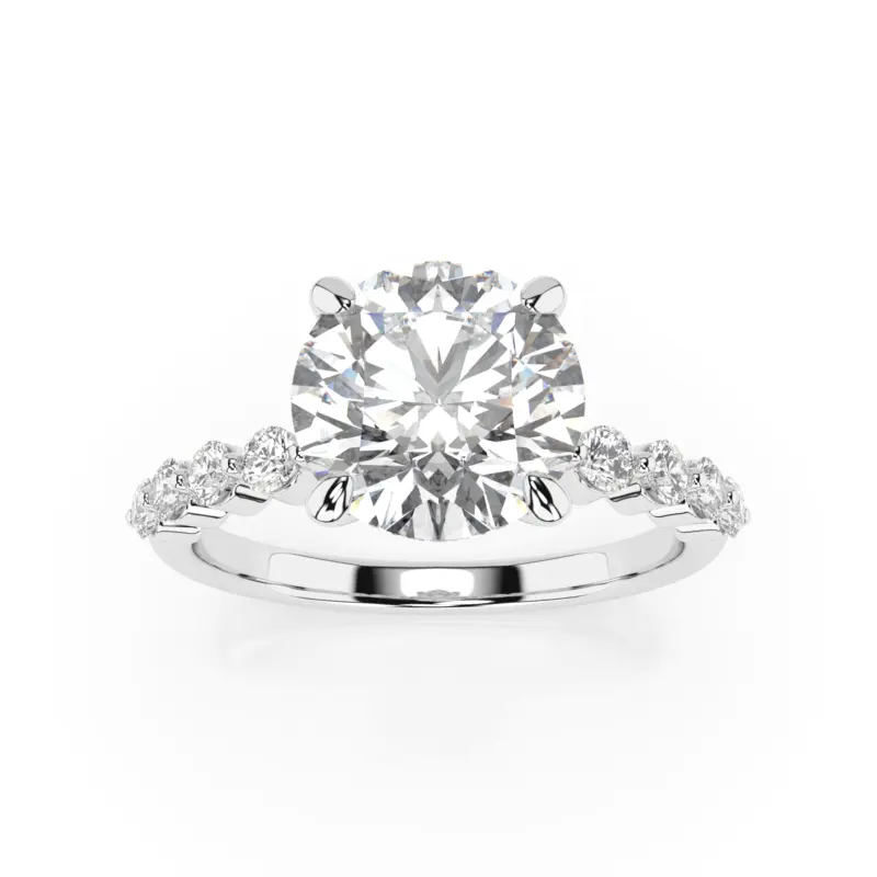 3.5 CTW Lab Floating Diamond Engagement Ring - White Gold Metal Side Top View