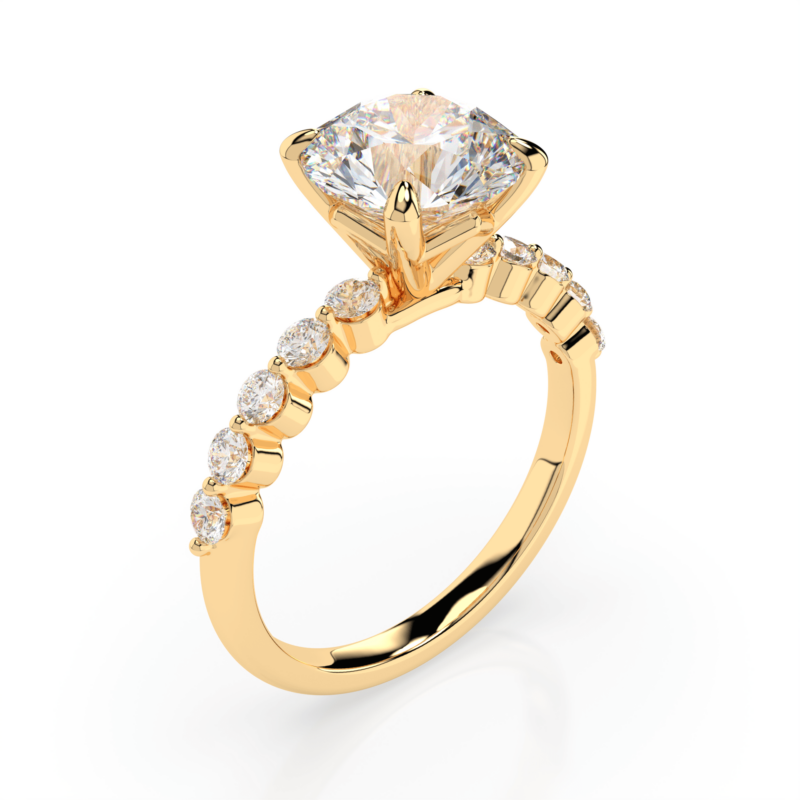 3.5 CTW Lab Floating Diamond Engagement Ring - Yellow Gold