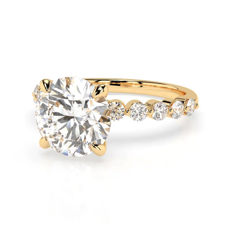 3.5 CTW Lab Floating Diamond Engagement Ring - Yellow Gold Side View