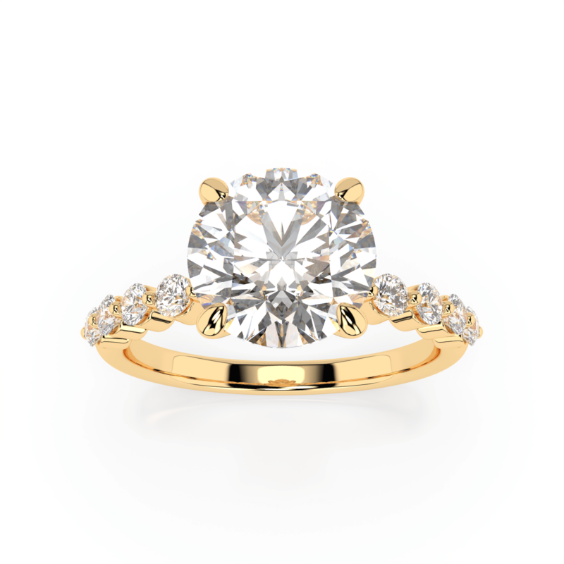 3.5 CTW Lab Floating Diamond Engagement Ring - Yellow Gold Top View