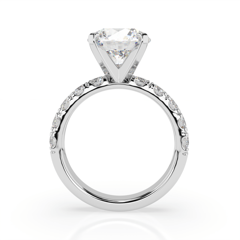 4 CTW Lab Grown Round Diamond Engagement Ring with 14k White Gold metal