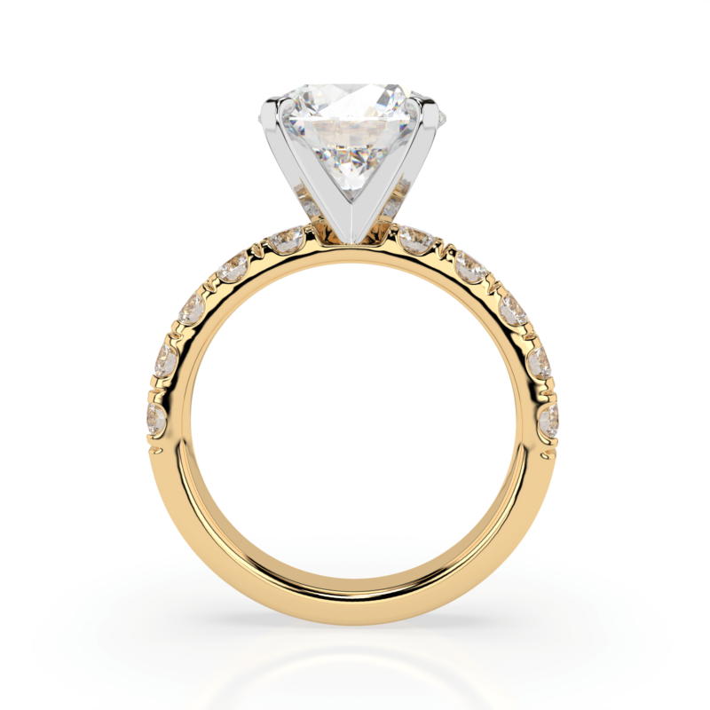 4 CTW Lab Grown Round Diamond Engagement Ring with 14k Yellow Gold metal Front