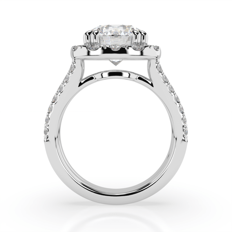 4.20 CTW Lab Split Shank Halo Engagement Ring Side View