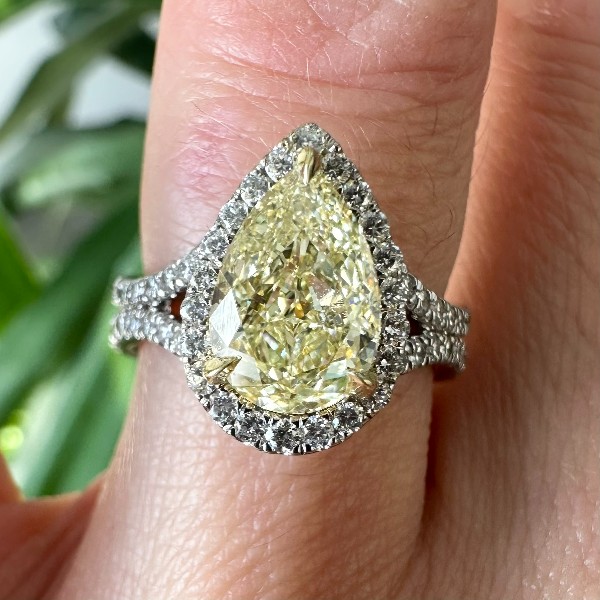 2.50 CTW GIA Fancy Yellow Pear Engagement Ring