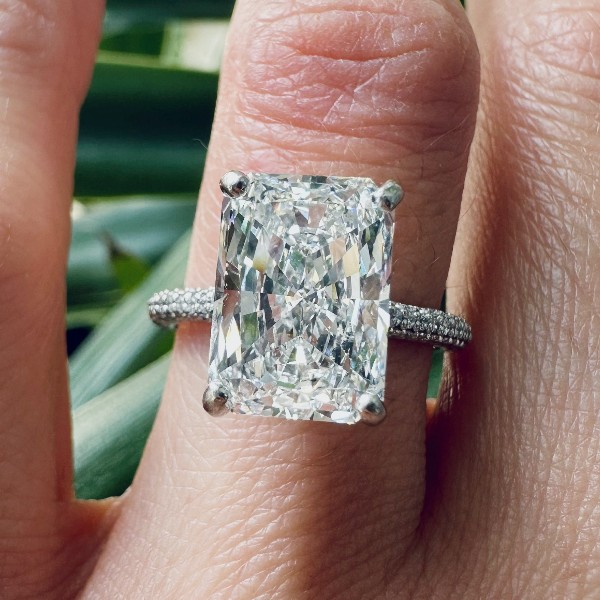 5.70 CTW Lab Radiant Hidden Halo Engagement Ring ⋆ Diamond Exchange Houston